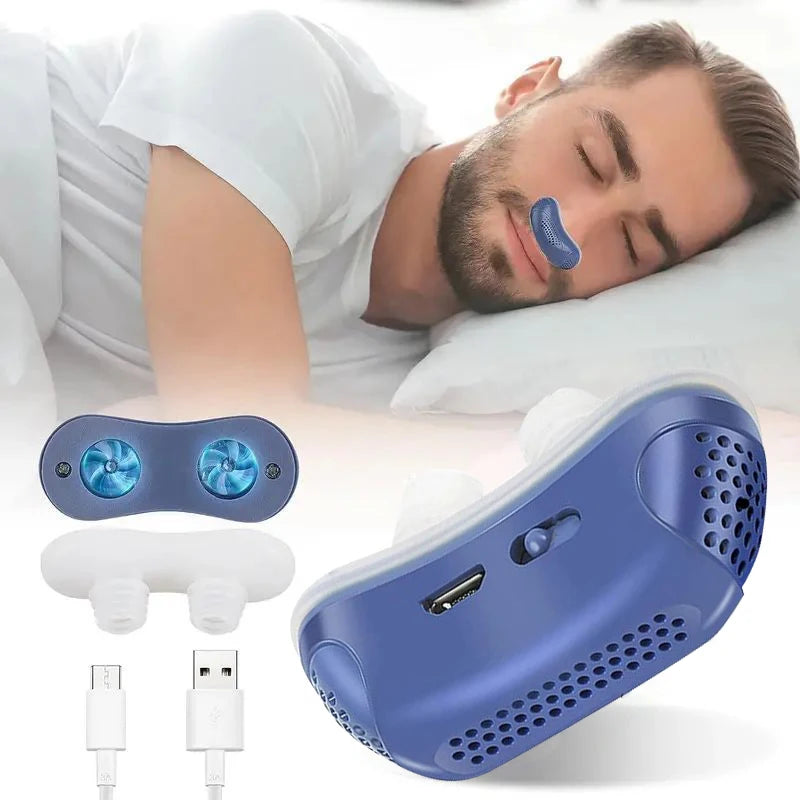 Anti Snoring Devices Upgraded Adjustable Wind Speed Electric Snoring Solution Snore Reducing Anti Snore Stopper Blue